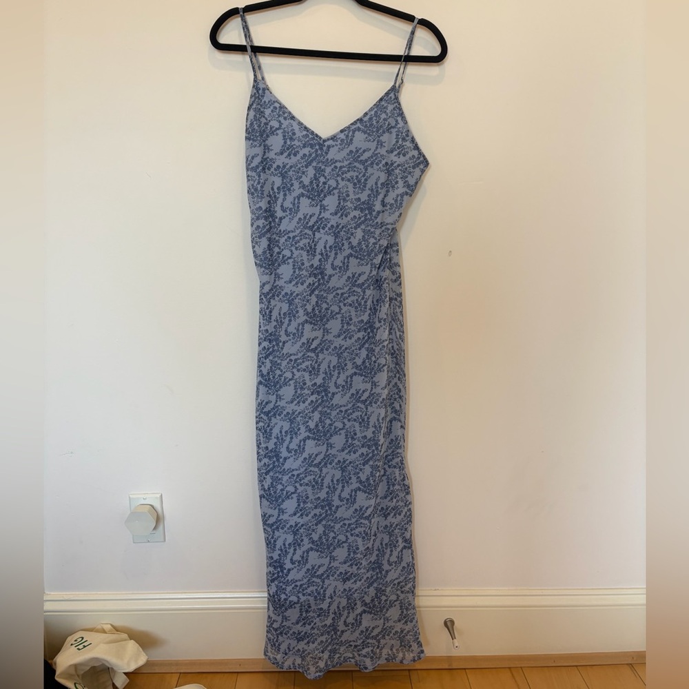 aesthetic coquette girly blue floral midi dress summer dress casual flowy